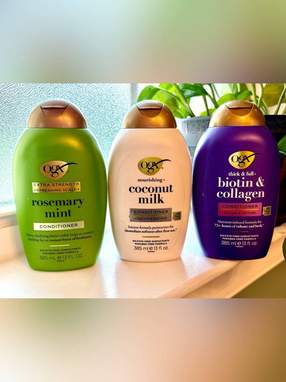 OGX Conditioner 3-Pack 13oz Rosemary Mint Coconut Milk Biotin Collagen NEW